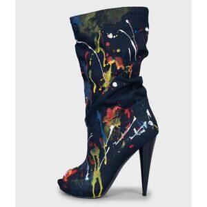 NWOB Alexander McQueen Abstract Print Textured Ankle Boots Sz.39.5